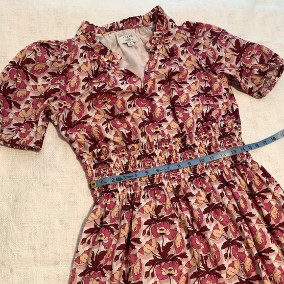 J.Crew Liberty London Smocked Waist A-line Midi Dress Butterfield Poppy Field S - Picture 3 of 5